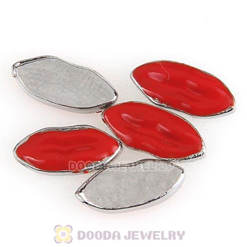 Platinum Plated Alloy Enamel Lips Floating Locket Charms Wholesale