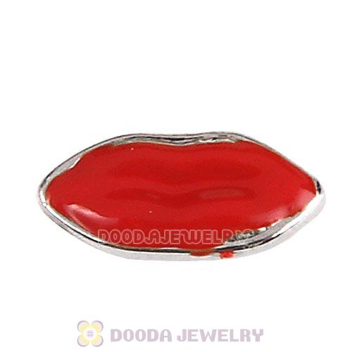Platinum Plated Alloy Enamel Lips Floating Locket Charms Wholesale