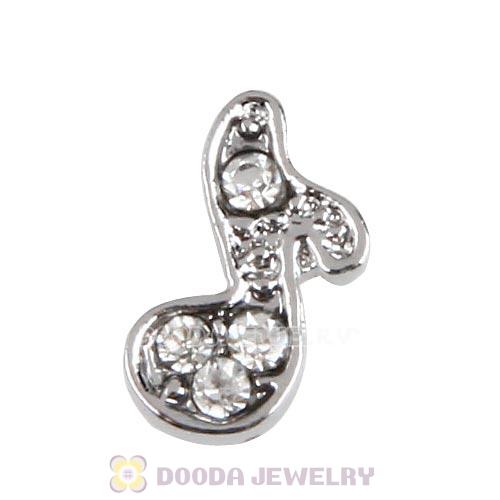 Platinum Plated Alloy Music note with Crystal Floating Locket Charms Wholesale