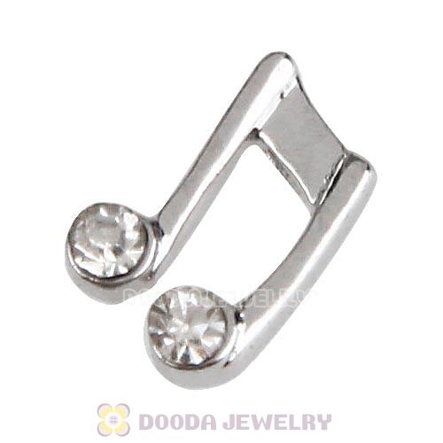 Platinum Plated Alloy Music notes with Crystal Floating Locket Charms Wholesale