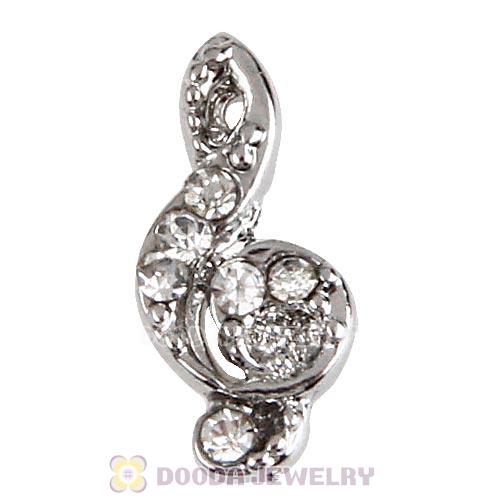 Platinum Plated Alloy Treble clef with Crystal Floating Locket Charms Wholesale
