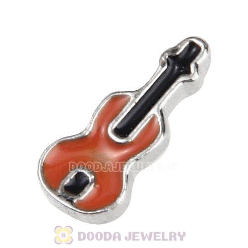Platinum Plated Alloy Enamel Violin Floating Locket Charms Wholesale