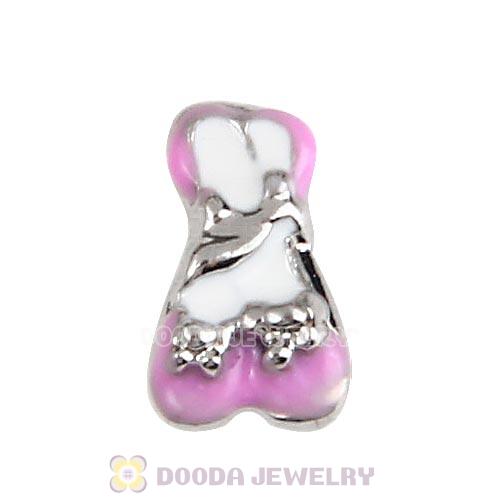 Platinum Plated Alloy Enamel Ballet slipper Floating Locket Charms Wholesale