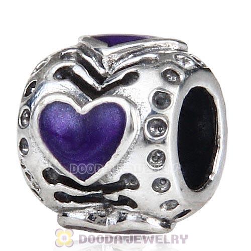 925 Sterling Silver Enamel Blue 4 Heart Charm Bead European compatible 