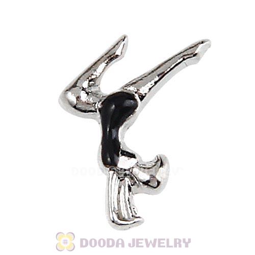 Platinum Plated Alloy Enamel Gymnastics Floating Locket Charms Wholesale