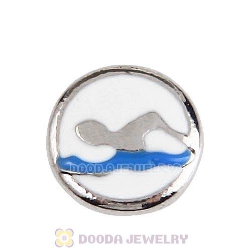Platinum Plated Alloy Enamel Swimming Floating Locket Charms Wholesale