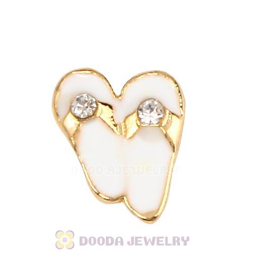 Gold Plated Alloy flip flops with Crystal Floating Locket Charms Wholesale