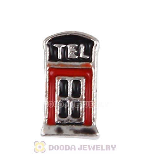 Platinum Plated Alloy Enamel London telephone Floating Locket Charms Wholesale
