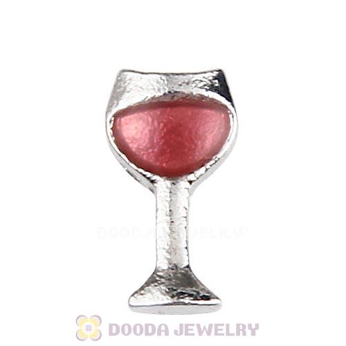 Platinum Plated Alloy Enamel Wine glass Floating Locket Charms Wholesale