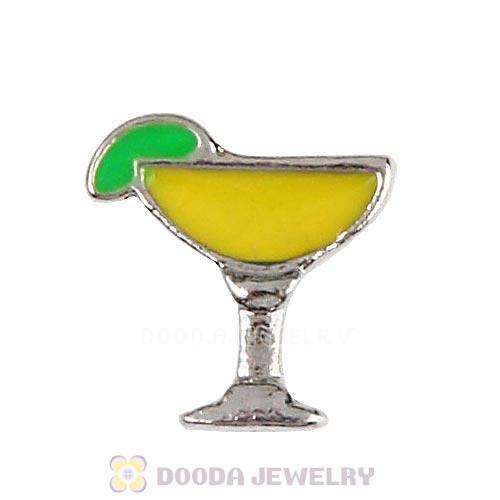 Platinum Plated Alloy Enamel lemonade Floating Locket Charms Wholesale