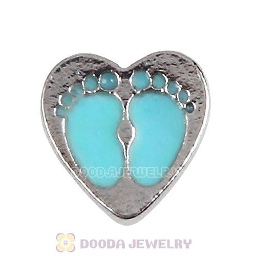 Platinum Plated Alloy Enamel Boy baby feet Floating Locket Charms Wholesale