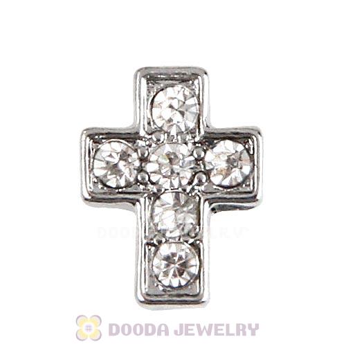 Platinum Plated Alloy Cross with Crystal Floating Locket Charms Wholesale