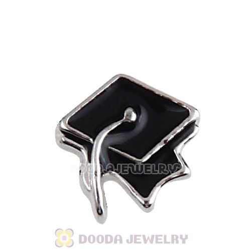 Platinum Plated Alloy Enamel Graduation cap Floating Locket Charms Wholesale
