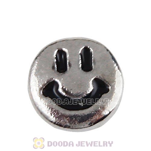 Platinum Plated Alloy Enamel Happy face Floating Locket Charms Wholesale