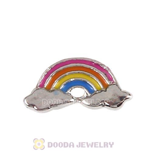 Platinum Plated Alloy Enamel Rainbow Floating Locket Charms Wholesale