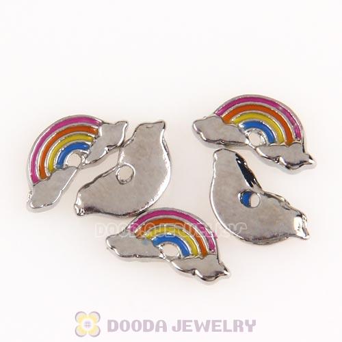 Platinum Plated Alloy Enamel Rainbow Floating Locket Charms Wholesale