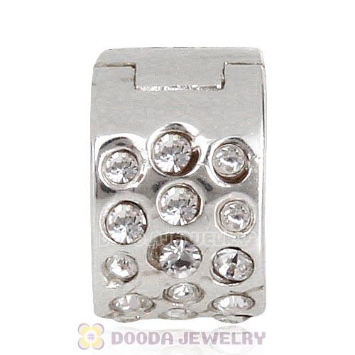 Sterling Silver Glimmer Clip Beads with Clear Austrian Crystal European Style