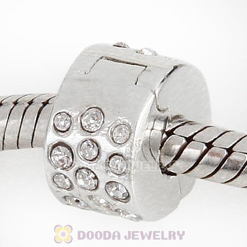 Sterling Silver Glimmer Clip Beads with Clear Austrian Crystal European Style
