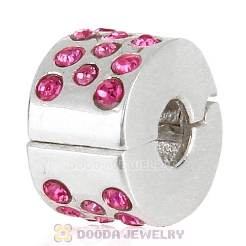 Sterling Silver Glimmer Clip Beads with Rose Austrian Crystal European Style