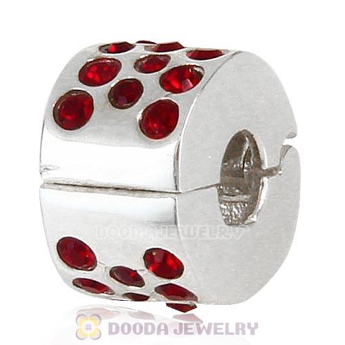 Sterling Silver Glimmer Clip Beads with Siam Austrian Crystal European Style