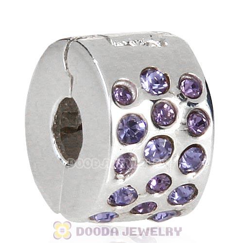 Sterling Silver Glimmer Clip Beads with Tanzanite Austrian Crystal European Style