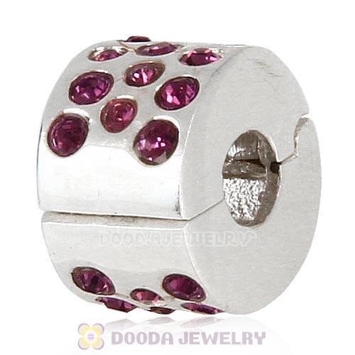 Sterling Silver Glimmer Clip Beads with Amethyst Austrian Crystal European Style