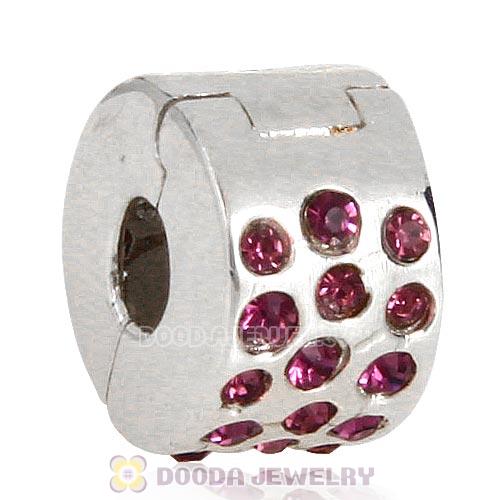 Sterling Silver Glimmer Clip Beads with Amethyst Austrian Crystal European Style