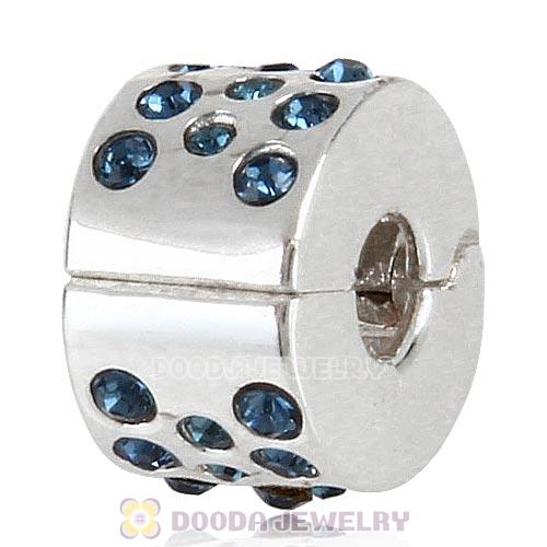 Sterling Silver Glimmer Clip Beads with Montana Austrian Crystal European Style