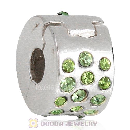 Sterling Silver Glimmer Clip Beads with Peridot Austrian Crystal European Style