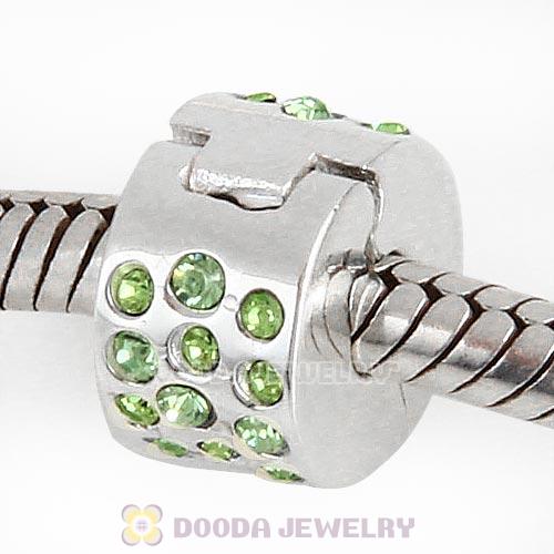Sterling Silver Glimmer Clip Beads with Peridot Austrian Crystal European Style