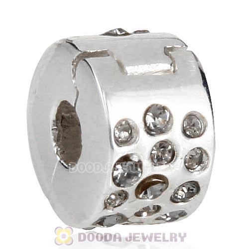 Sterling Silver Glimmer Clip Beads with Black Diamond Austrian Crystal European Style