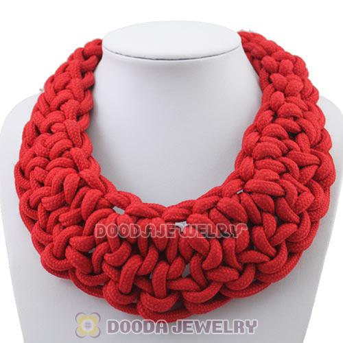 Handmade Weave Fluorescence Red Cotton Rope Statement Necklace