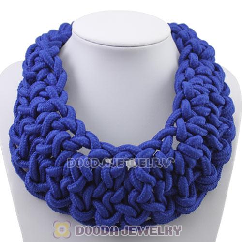Handmade Weave Fluorescence Dark Blue Cotton Rope Statement Necklace