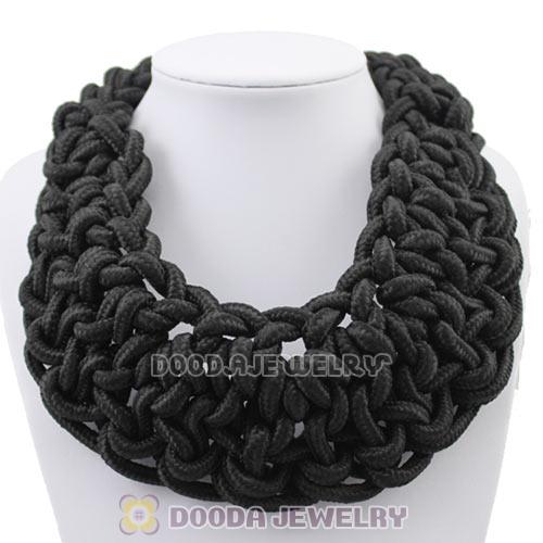 Handmade Weave Fluorescence Black Cotton Rope Statement Necklace
