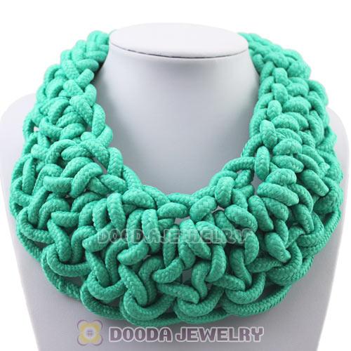 Handmade Weave Fluorescence Turquoise Cotton Rope Statement Necklace