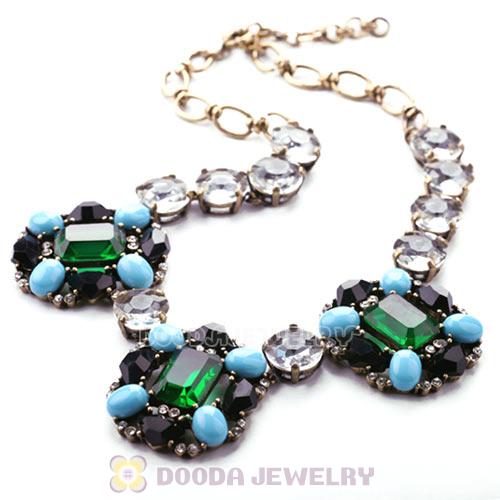 Luxury brand Multi Color Resin Crystal Flower Statement Necklaces Wholesale