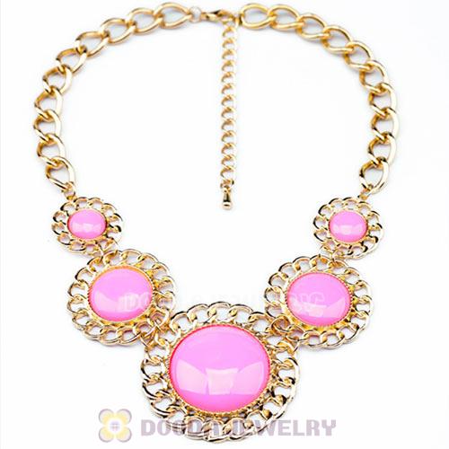 2014 Design Lollies Pink Resin Round Fashion Necklaces Wholesale