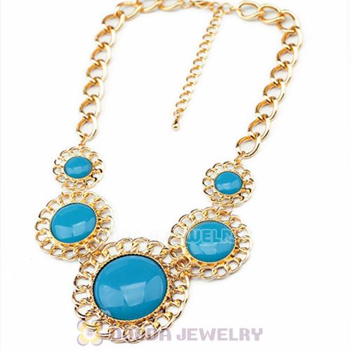 2014 Design Lollies Blue Resin Round Fashion Necklaces Wholesale