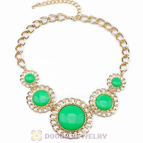 2014 Design Lollies Green Resin Round Fashion Necklaces Wholesale