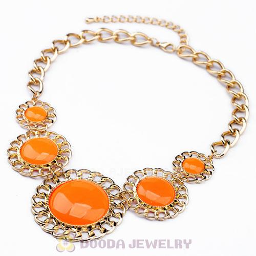 2014 Design Lollies Orange Resin Round Fashion Necklaces Wholesale