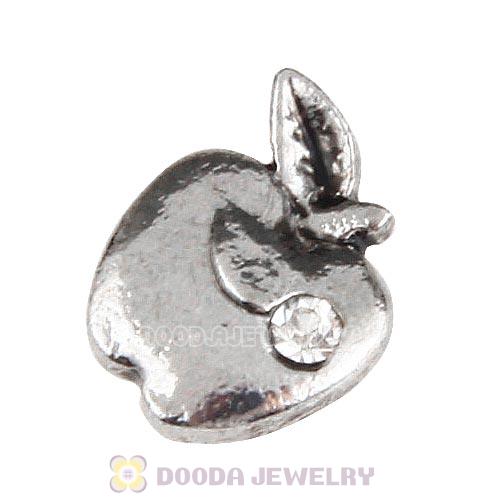Platinum Plated Alloy Enamel Apple with Crystal Floating Locket Charms Wholesale