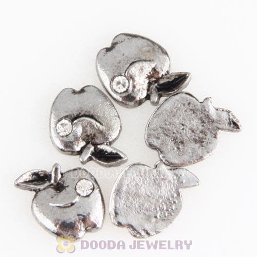 Platinum Plated Alloy Enamel Apple with Crystal Floating Locket Charms Wholesale