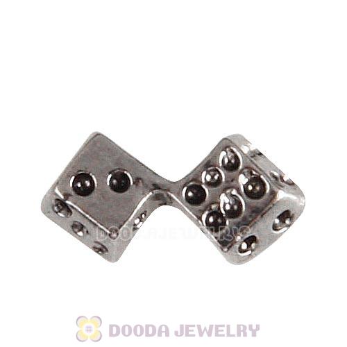 Platinum Plated Alloy Dice Floating Locket Charms Wholesale