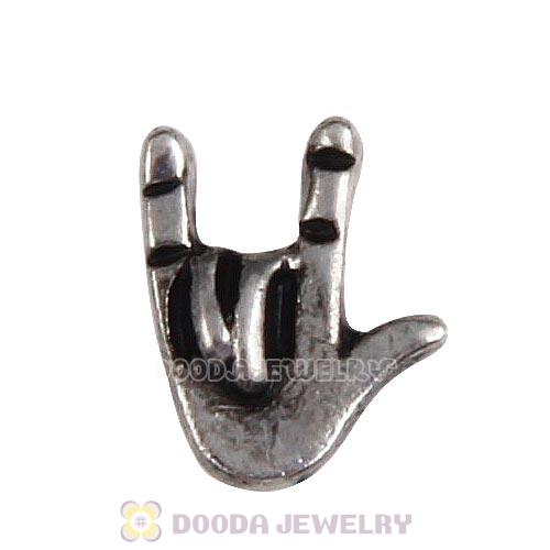 Platinum Plated Alloy I love you hand Floating Scissors Charms Wholesale