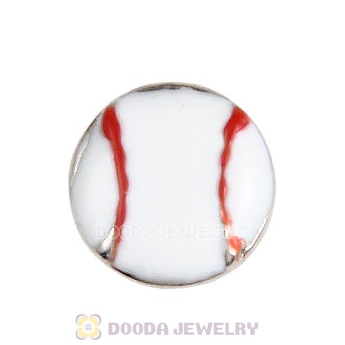 Platinum Plated Alloy Enamel Baseball Floating Locket Charms Wholesale