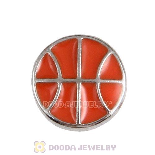 Platinum Plated Alloy Enamel Basketball Floating Locket Charms Wholesale