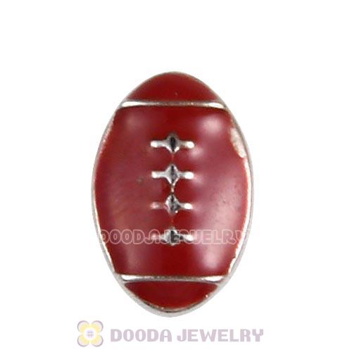 Platinum Plated Alloy Enamel Football Floating Locket Charms Wholesale