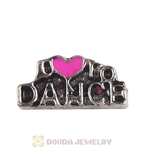 Platinum Plated Alloy Enamel I love to dance Floating Locket Charms Wholesale