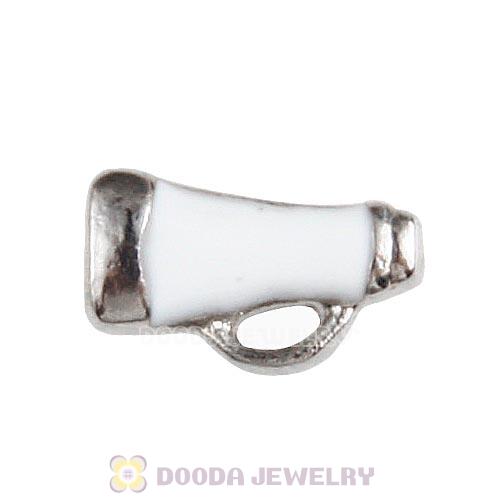 Platinum Plated Alloy Enamel White megaphone Floating Locket Charms Wholesale