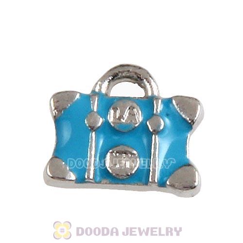 Platinum Plated Alloy Enamel Bon voyage suitcase Floating Locket Charms Wholesale